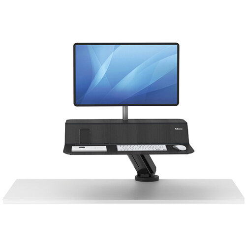 Fellowes Lotus Sit Stand Work Station Single Screen Black 8081701 Fellowes Lotus Sit Stand Work Station Single Screen Black 8081701