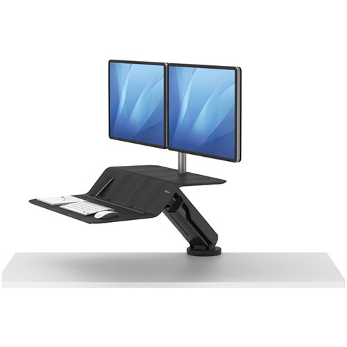Fellowes Lotus Dual Screen Sit Stand Work Station Single Screen Black 8081601 Fellowes Lotus Dual Screen Sit Stand Work Station Single Screen Black 8081601