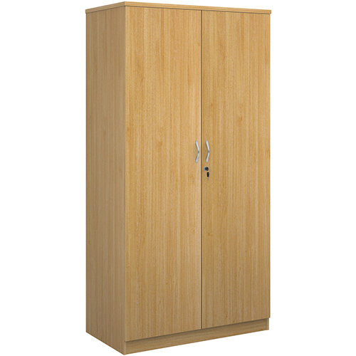 Deluxe double door cupboard 2000mm high with 4 shelves - oak Deluxe double door cupboard 2000mm high with 4 shelves - oak