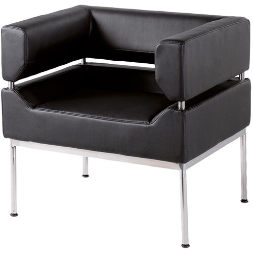 Benotto reception single tub chair 720mm wide - black faux leather