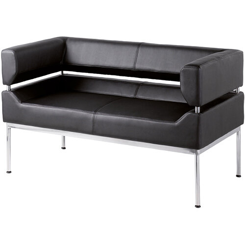 Benotto reception 2 seater chair 1270mm wide - black faux leather Benotto reception 2 seater chair 1270mm wide - black faux leather