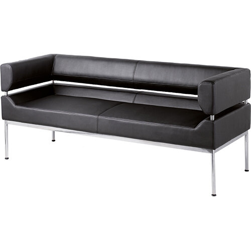Benotto reception 3 seater chair 1770mm wide - black faux leather Benotto reception 3 seater chair 1770mm wide - black faux leather