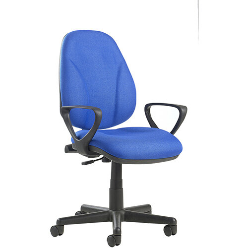 Bilbao fabric operators chair with lumbar support and fixed arms - blue