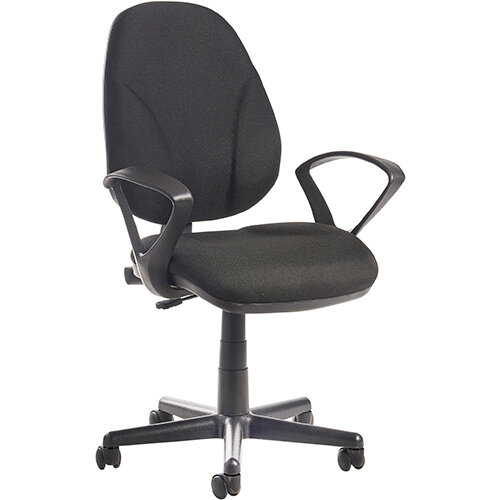 Bilbao fabric operators chair with lumbar support and fixed arms - black Bilbao fabric operators chair with lumbar support and fixed arms - black
