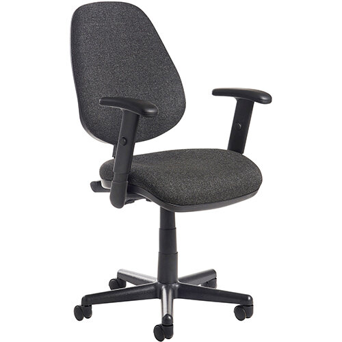 Bilbao fabric operators chair with adjustable arms - charcoal Bilbao fabric operators chair with adjustable arms - charcoal