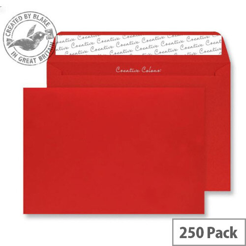 Blake Creative Colour Pillar Box Red Wallet C4 Envelopes (Pack of 250) Blake Creative Colour Pillar Box Red Wallet C4 Envelopes (Pack of 250)