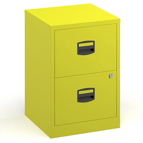 Bisley A4 Home Filer Steel Filing Cabinet With 2 Drawers - Yellow