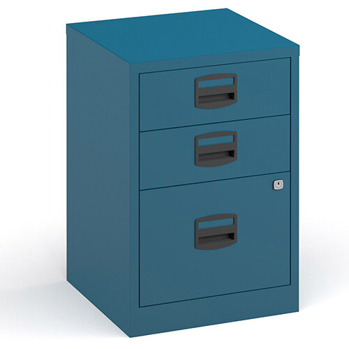 Bisley A4 Home Filer Steel Filing Cabinet With 3 Drawers - Blue Bisley A4 Home Filer Steel Filing Cabinet With 3 Drawers - Blue