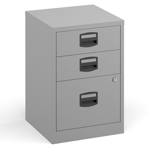 Bisley A4 Home Filer Steel Filing Cabinet With 3 Drawers - Grey