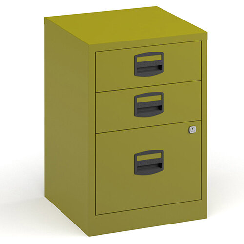 Bisley A4 Home Filer Steel Filing Cabinet With 3 Drawers - Green