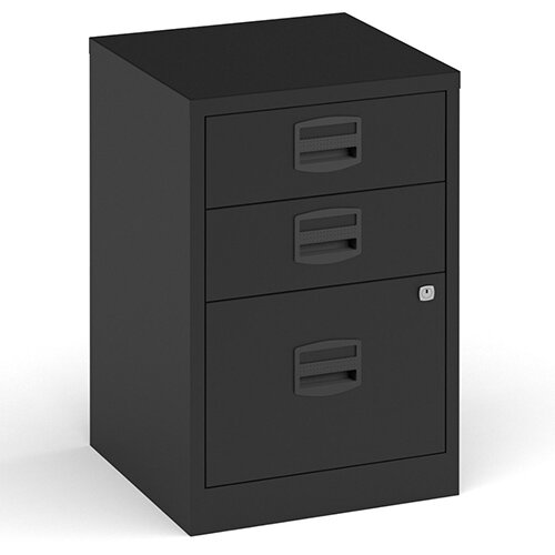 Bisley A4 Home Filer Steel Filing Cabinet With 3 Drawers - Black Bisley A4 Home Filer Steel Filing Cabinet With 3 Drawers - Black