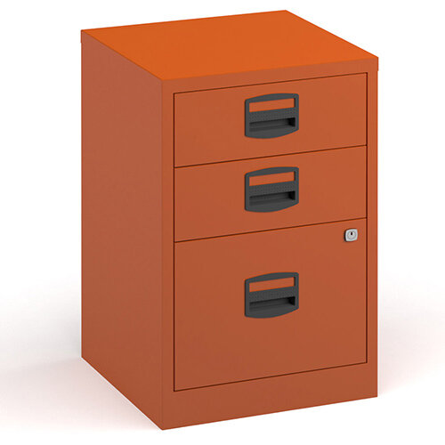Bisley A4 Home Filer Steel Filing Cabinet With 3 Drawers - Orange Bisley A4 Home Filer Steel Filing Cabinet With 3 Drawers - Orange