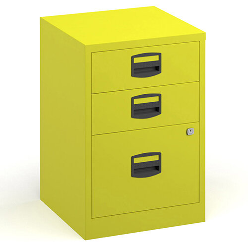 Bisley A4 Home Filer Steel Filing Cabinet With 3 Drawers - Yellow