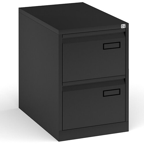 Bisley Steel 2 Drawer Public Sector Contract A4 Filing Cabinet 711mm High - Black