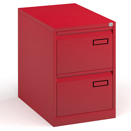 Bisley Steel 2 Drawer Public Sector Contract A4 Filing Cabinet 711mm High - Red