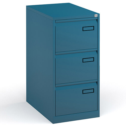 Bisley Steel 3 Drawer Public Sector Contract A4 Filing Cabinet 1016mm High - Blue