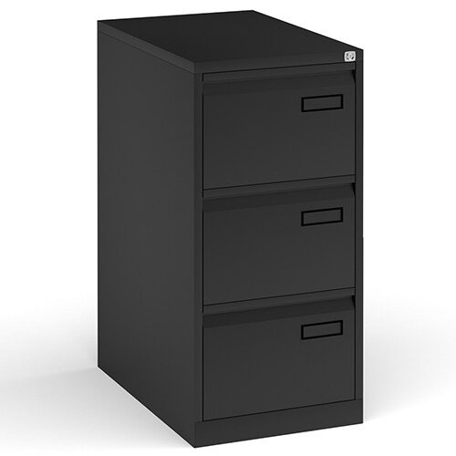 Bisley Steel 3 Drawer Public Sector Contract A4 Filing Cabinet 1016mm High - Black