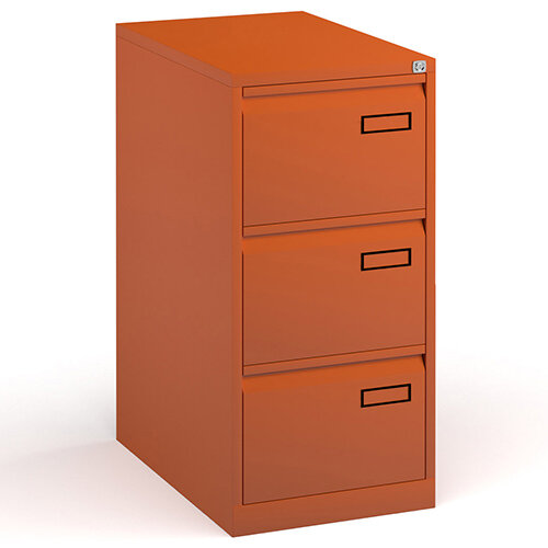 Bisley Steel 3 Drawer Public Sector Contract A4 Filing Cabinet 1016mm High - Orange