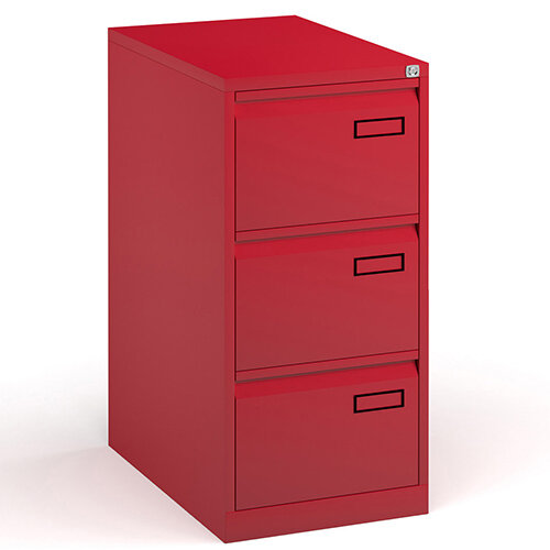 Bisley Steel 3 Drawer Public Sector Contract A4 Filing Cabinet 1016mm High - Red