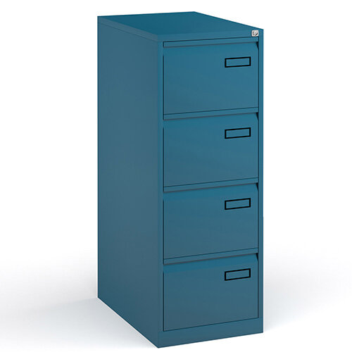 Bisley Steel 4 Drawer Public Sector Contract A4 Filing Cabinet 1321mm High - Blue