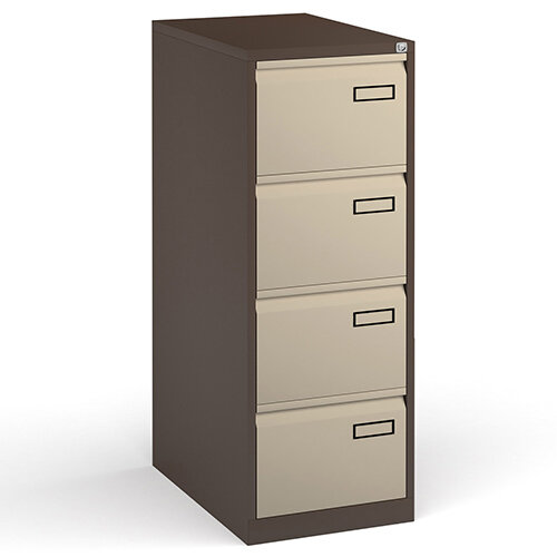 Bisley Steel 4 Drawer Public Sector Contract A4 Filing Cabinet 1321mm High - Coffee/Cream Bisley Steel 4 Drawer Public Sector Contract A4 Filing Cabinet 1321mm High - Coffee/Cream