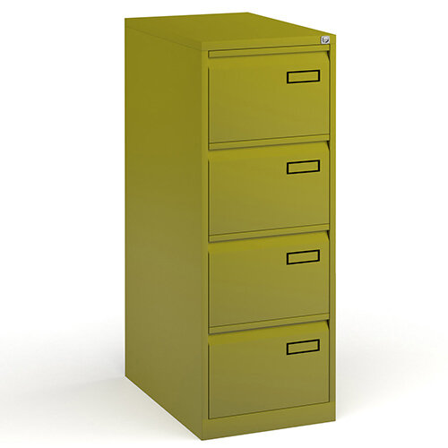 Bisley Steel 4 Drawer Public Sector Contract A4 Filing Cabinet 1321mm High - Green