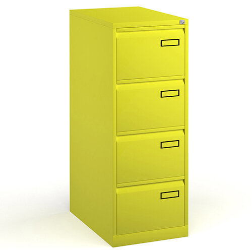 Bisley Steel 4 Drawer Public Sector Contract A4 Filing Cabinet 1321mm High - Yellow