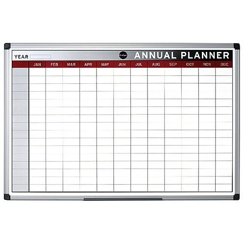 Bi-Office Magnetic Annual Planner 900 x 600mm – Aluminium, Steel, Drywipe, Accessory Kit, Eco-Friendly, Wall Mountable & Has 16 Rows (GA0337170)