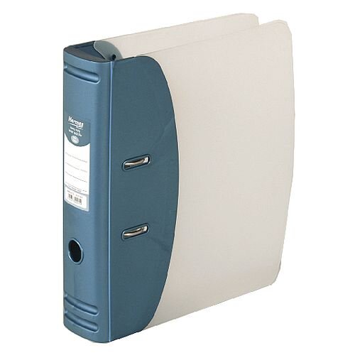 Hermes Lever Arch File Heavy Duty A4 78mm Capacity Metallic Blue 2 Rings, Spine Label, Finger Pull Ring & Eco-Friendly (832007)