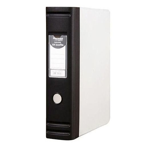 Hermes HD 80mm Polypropylene Box File A4 2D-Ring Black 8.BA4.001 Hermes HD 80mm Polypropylene Box File A4 2D-Ring Black 8.BA4.001
