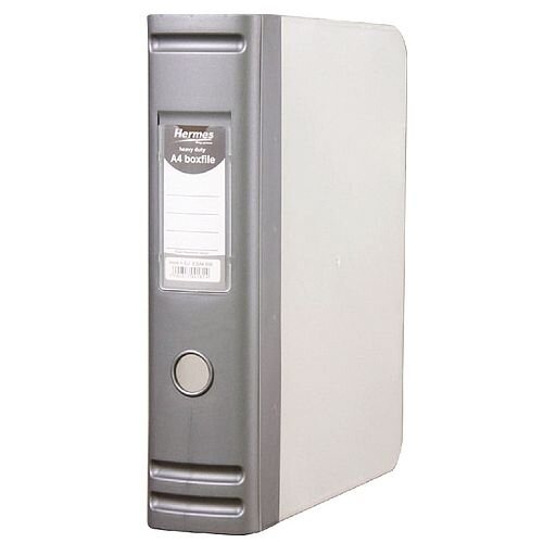 Hermes HD 80mm Polypropylene Box File A4 2D-Ring Silver 8.BA4.006 Hermes HD 80mm Polypropylene Box File A4 2D-Ring Silver 8.BA4.006