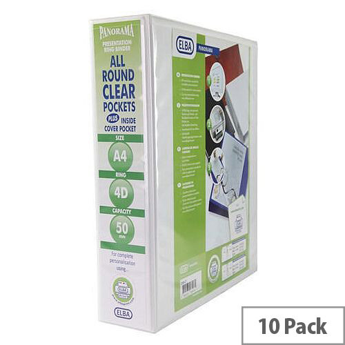 Elba Panorama Presentation Binder A4 White 50mm 4 D-Ring Pack 10 Elba Panorama Presentation Binder A4 White 50mm 4 D-Ring Pack 10