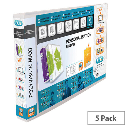 Elba Polyvision Maxi A3 Presentation Binder 4 Ring Landscape 30mm M45703417 Pack 5 Elba Polyvision Maxi A3 Presentation Binder 4 Ring Landscape 30mm M45703417 Pack 5