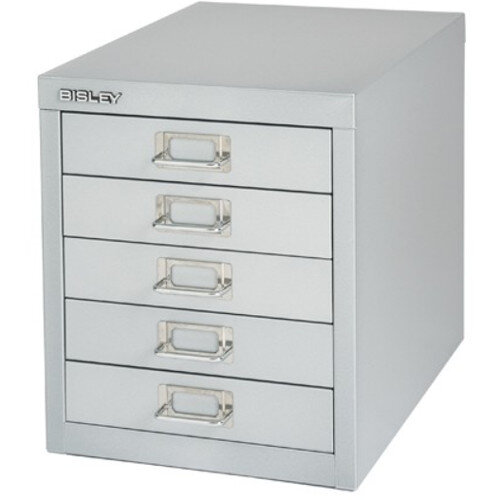 Bisley Multi-Drawer Cabinet 12 inches 5 Drawer Non-Locking Silver 12/5 Bisley Multi-Drawer Cabinet 12 inches 5 Drawer Non-Locking Silver 12/5