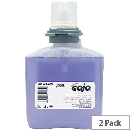 GOJO Premium Foam Soap Cranberry 1.2 Litre For TFX Touch Free Handwash Dispenser (Pack 2) N06250 GOJO Premium Foam Soap Cranberry 1.2 Litre For TFX Touch Free Handwash Dispenser (Pack 2) N06250