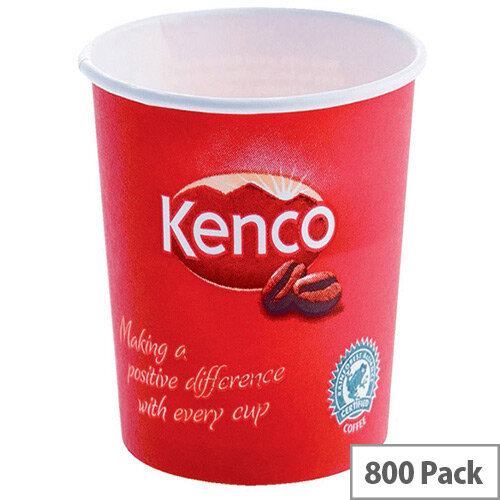 Kenco 7oz/200ml Single Wall Disposable Paper Cups for Hot Drinks Red (Pack of 800) Kenco 7oz/200ml Single Wall Disposable Paper Cups for Hot Drinks Red (Pack of 800)