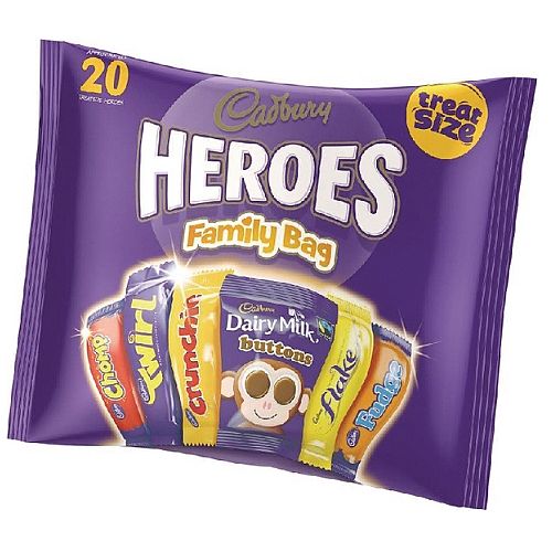 Cadburys Favourites Heroes Variety Chocolates Treatsize Bags 20 Bars per Pack Cadburys Favourites Heroes Variety Chocolates Treatsize Bags 20 Bars per Pack