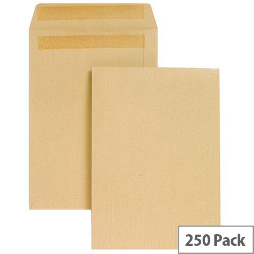 Q Connect Envelope C4 115gsm Manilla Self-Seal (Pack of 250)