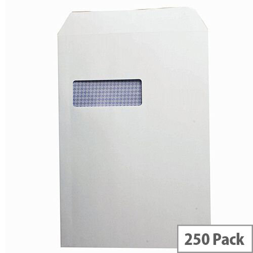 Q-Connect Envelope C4 100gsm Window Peel and Seal White (Pack of 250)