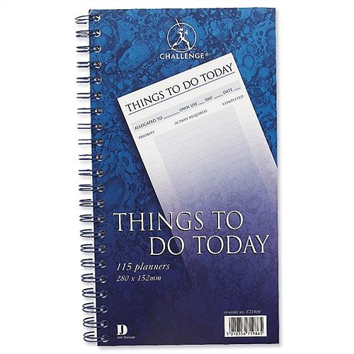 Planning Book Things To Do Today Wirebound Perforated 115 Pages Challenge