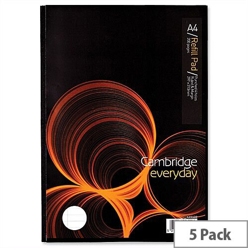 Cambridge Sidebound Refill Pad A4 Margin 70gsm 200 Pages C77122 Pack 5