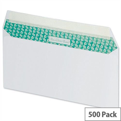 Basildon Bond DL Envelopes Peel and Seal White 100gsm Wallet Pack of 500 Basildon Bond DL Envelopes Peel and Seal White 100gsm Wallet Pack of 500