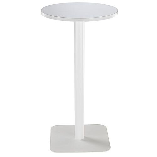 ONE Circular 600mm High Cafe &Bistro Table White With White Square Base ONE Circular 600mm High Cafe &Bistro Table White With White Square Base