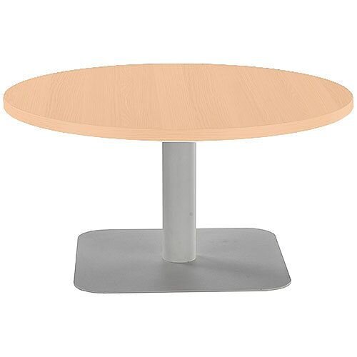 ONE Round 800mm Reception Coffee Table Beech With Silver Square Base ONE Round 800mm Reception Coffee Table Beech With Silver Square Base