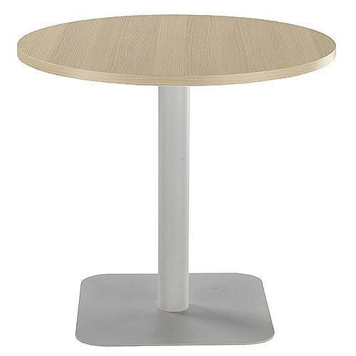 ONE Circular 800mm Cafe &Bistro Table Grey Oak With Silver Base ONE Circular 800mm Cafe &Bistro Table Grey Oak With Silver Base