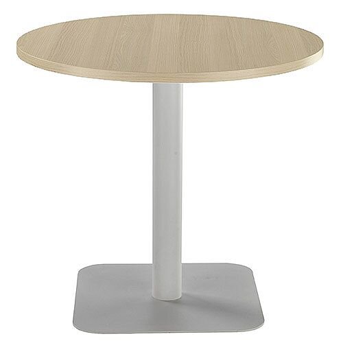 ONE Circular Cafe & Bistro Table Grey Oak With Silver Square Base W800xD800xH725mm