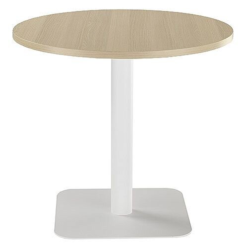 ONE Circular 800mm Cafe &Bistro Table Grey Oak With White Base ONE Circular 800mm Cafe &Bistro Table Grey Oak With White Base