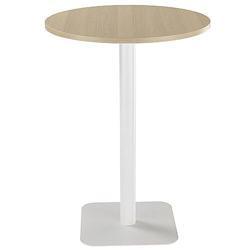 ONE Circular 800mm High Cafe &Bistro Table Grey Oak With White Base ONE Circular 800mm High Cafe &Bistro Table Grey Oak With White Base
