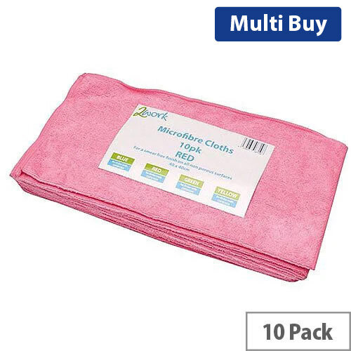 Red Microfibre Cleaning Cloths Pack of 10Durable Cloths for StreakFree Cleaning