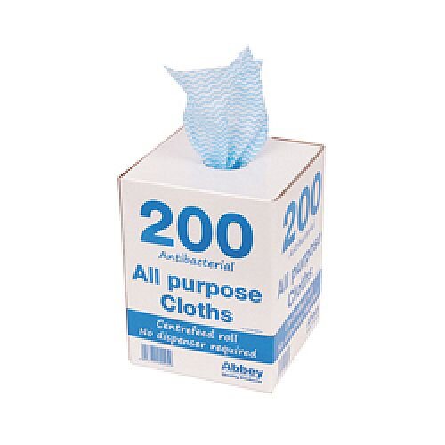 Blue Antibacterial Cloths on a Roll 220 x 370mm Pack of 200 100247BU